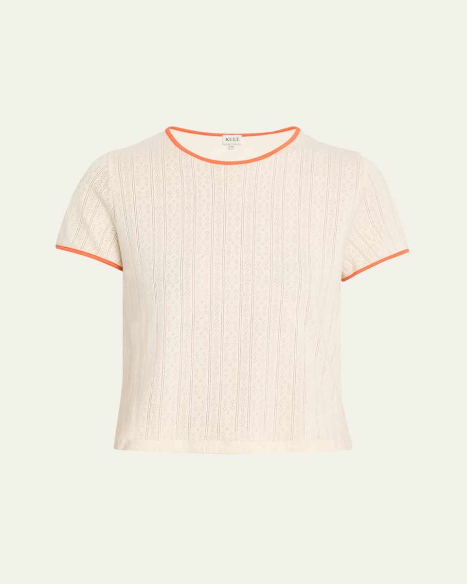 The Kara Pointelle-Knit T-Shirt